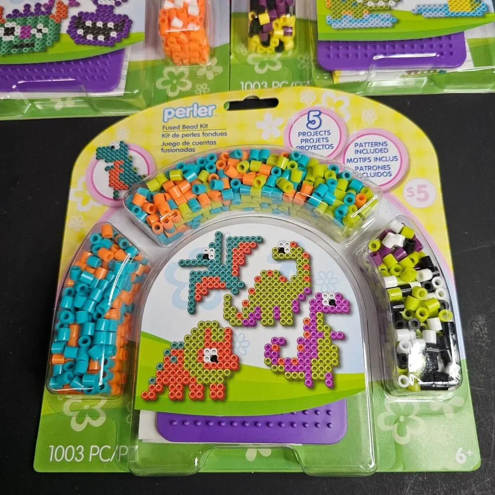 Lot 3 Perler Fused Beads Activity Kits 14 Projects Dinosaurs Monsters Alligators